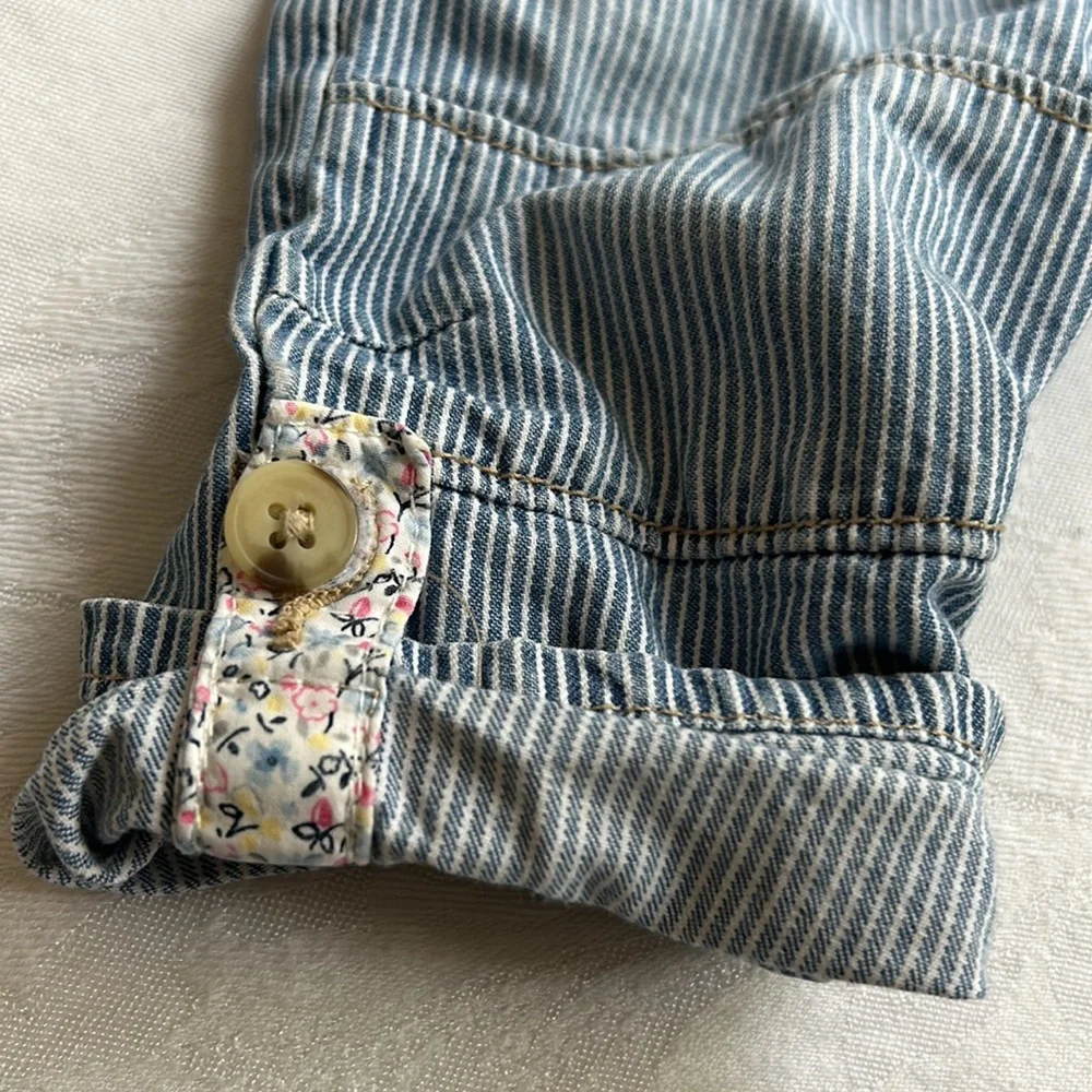 COPY - Vintage baby toddler OshKosh Bgosh striped overalls 12 mo. w/ floral pri…
